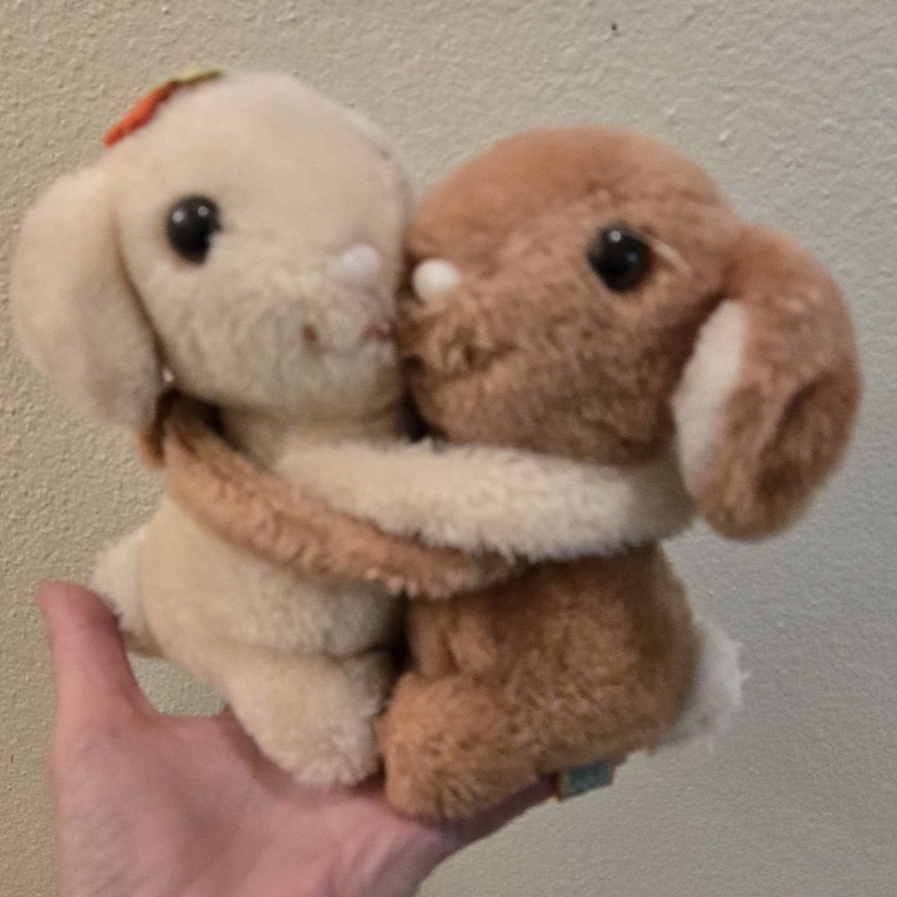 1978 Dakin Hugging Bunny Plush Stuffed Animal Easter Decor